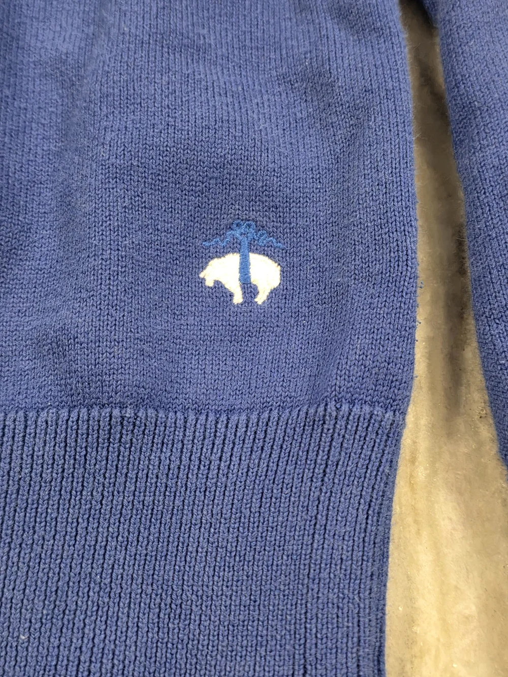 Men's Medium Brooks Brothers Cotton Blend Quarter Zip Pullover Blue Sweater